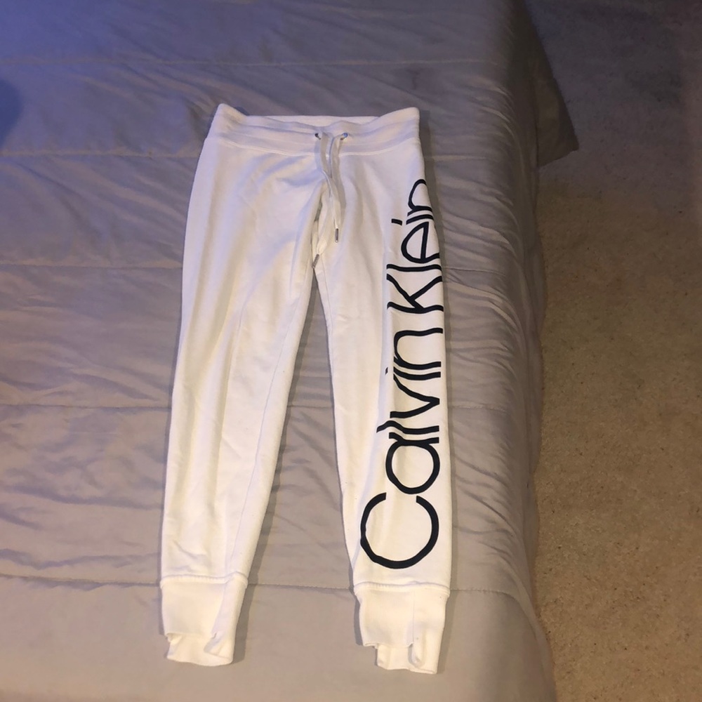 White Calvin Klein sweatpants